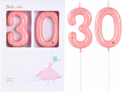 2.76 Inch Classical Pink Gold 3 Number Birthday Candles, Gold & Cake Number Cand