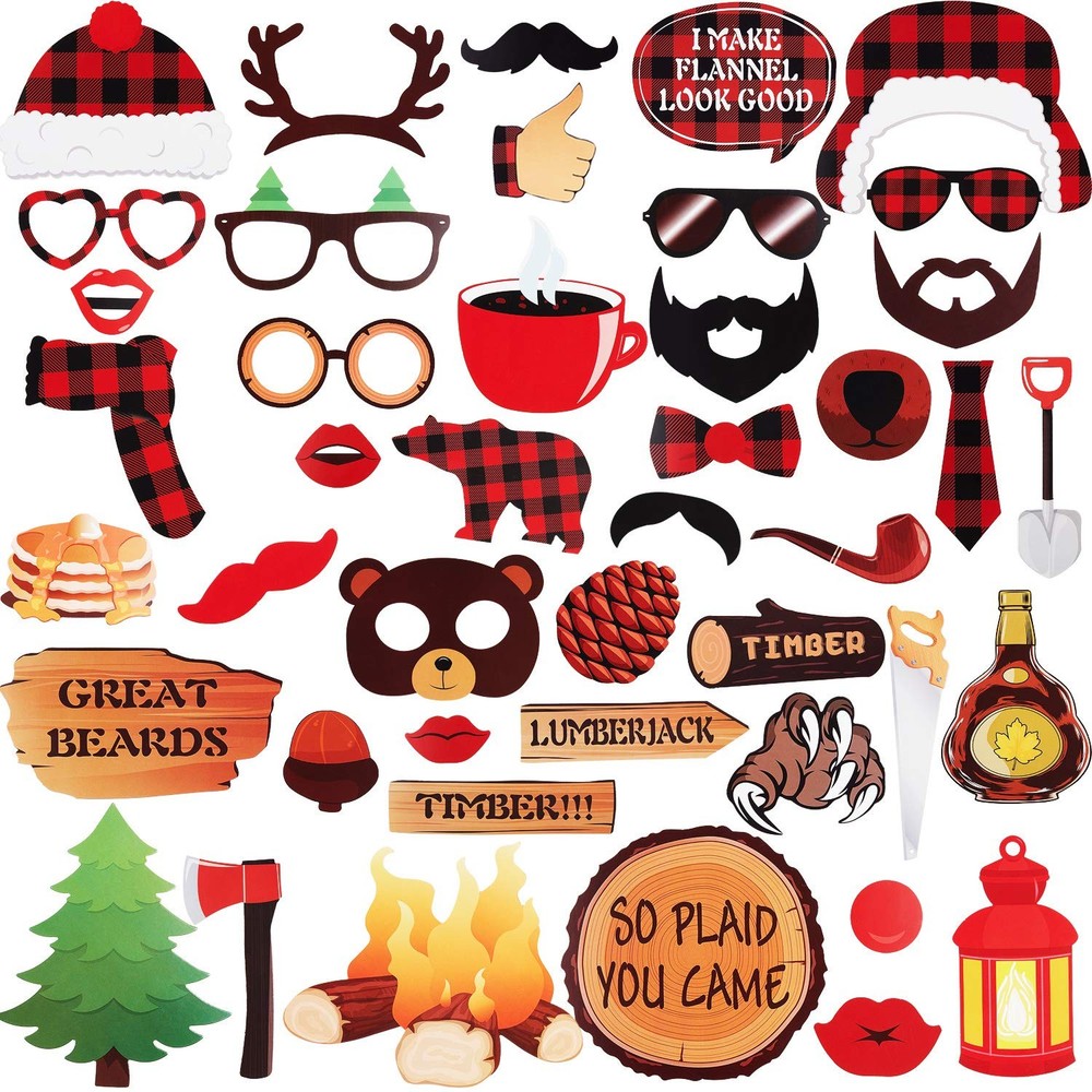 44 Pc Lumberjack Photobooth Props (Assorted)