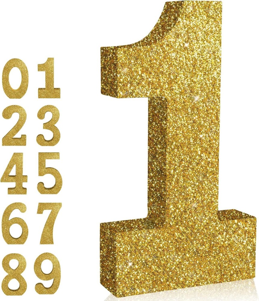 8 Inch Gold Glitter Numbers Table Centerpieces 0-9 Birthday Party…
