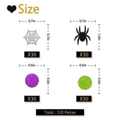 120 PCS Happy Halloween Confetti Spider Table Witch Paper Scatters Black