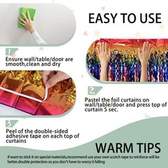 3 Pack Colorful Foil Fringe Curtain Backdrop – 6.6 x 3.3 ft Wavy Rainbow Tins…