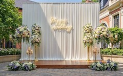10ft x 15ft Ivory Wrinkle Backdrop Curtains for Parties,Silky Polyester Fabric