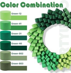 Crepe Paper Streamers 4 Rolls 328ft, Pack of Sage Green Crepe Paper for Party…