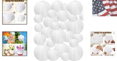 48 Pcs Paper Lanterns Party Decorations Chinese Lanterns Round Paper Decor 4/…