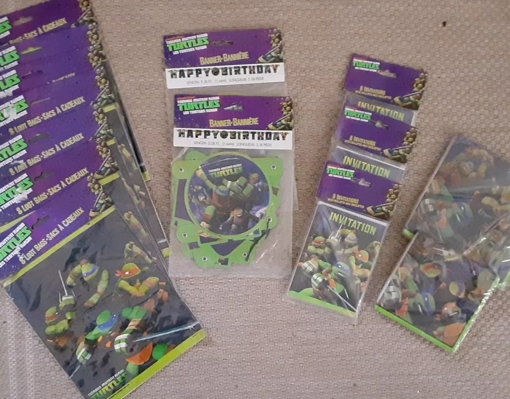 Teenage Mutant Ninja Turtles TMNT Party Pack Birthday Banner Invites Napkins Bag