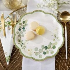 Set of 16 Sage Green Eucalyptus Plates – Ideal for Elegant Gatherings