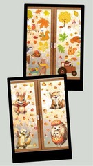 6 Sheets 75pc & 4 Sheets 63pc Fall Window Clinger Stickers Leaves Animal Harvest