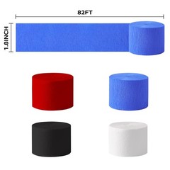 8 Rolls Red Blue Black Crepe Paper Streamers Carnival Party Decorations