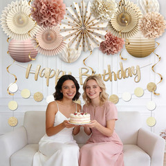 Champagne Gold Beige Fall Boho Party Decorations, Birthday Decorations for Women
