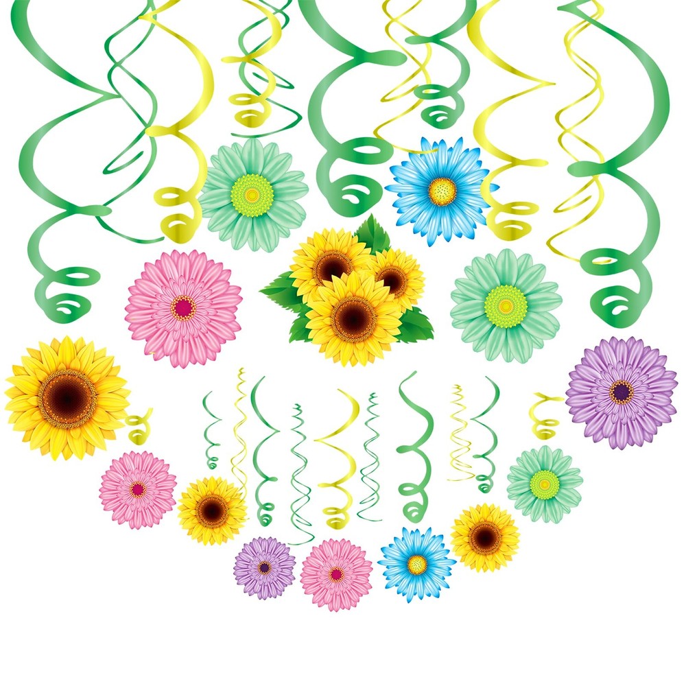Spring Summer Hanging Decorations Set Sun Flowers Daisy Party Decor 30 PCS