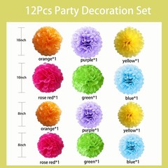 Rainbow Assorted Color Tissue Paper Flower Pom Poms Hanging Ball Decor