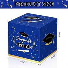 2026 Graduation Card Box – Blue, Foldable, Modern Design