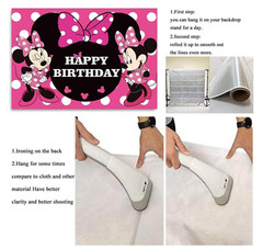 2 Pack Girl’s Birthday Party Backdrop & Table Cover – Cartoon Mouse Theme Minni