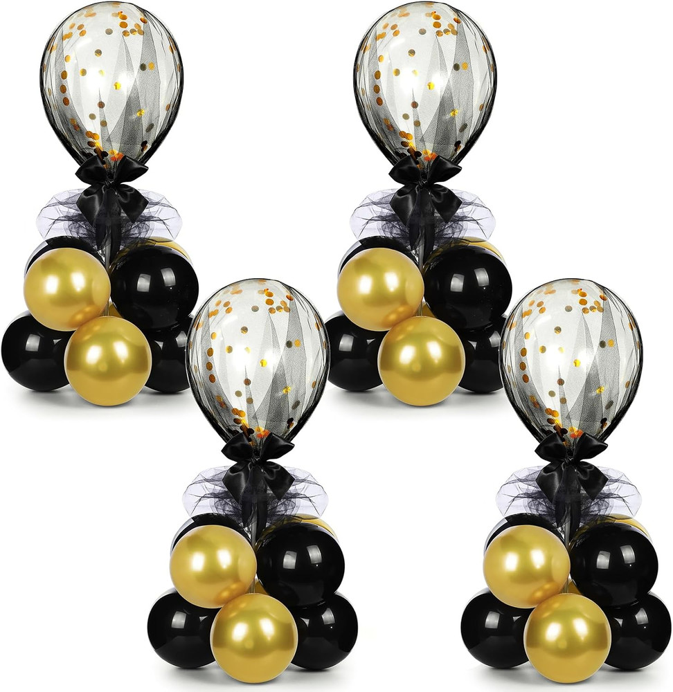 4 Set Table Centerpieces Balloons Stand Kit Table Stand Holder with Tulle and La