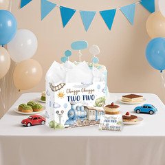 Chugga Chugga Two Two Party Decorations – Train 2Nd Birthday Gift Bag with Wrapp