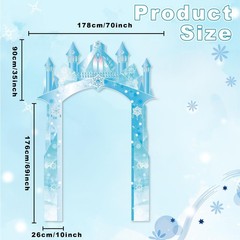 Polyester Fabric 104×70inch Winter Snow Castle Party Door Banner Wonderland D…