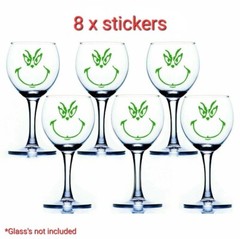 8x Grinch Christmas Wine Glass Bottle Mug Vinyl Decal Sticker Wall Decoration D