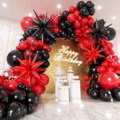 Red and Black Balloons Garland Arch Kit with Stars 200Pcs – 5 10 12 18 22inch…