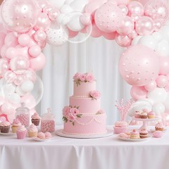 Pink Balloon Arch Kit 177Pcs Double Stuffed Pearl & White Balloons – Wedding