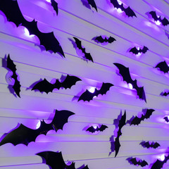 36 Pcs LED Halloween 3D Bats Decorations Wall Stickers, 4 Different Size Removab