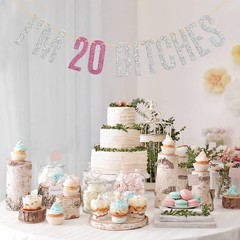 Glitter I’m 20 Bitches Banner Happy 20th Birthday Banner 20th Anniversary Girl’s
