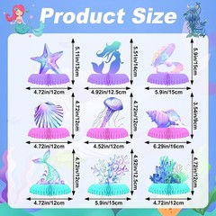 Mermaid Party Decorations Ocean Centerpieces 9pcs Honeycomb Sea Theme