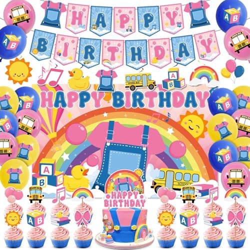 45 Pcs English Teacher Birthday Decorations, Pre-Assembled Cartoon Teacher