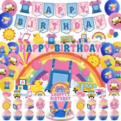 45 Pcs English Teacher Birthday Decorations, Pre-Assembled Cartoon Teacher