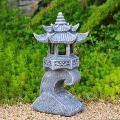 Resin Solar Pagoda Lantern LED Pathway Light for Garden Patio Lawn Outdoor Use