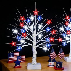 【Timer】 4th of July Decorations Patriotic Red White and Blue Tree Lights with…