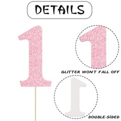 12 PCS Pink 1st Birthday Centerpieces Glitter Number 1 Table Topper Decor