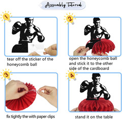 8 Pcs Boxing Honeycomb Centerpieces – Boxing Party Decorations – Boxing Match Bi