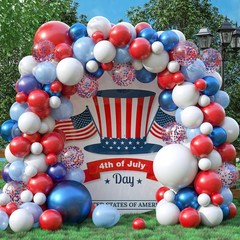 Red White and Blue Balloon Arch 130 PCS, Pearl Royal Light Blue Red and White…