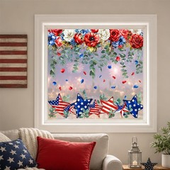 8 Sheets Patriotic Window Clings Large 4th of July Window Stickers Red Blue