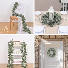 Dolicer 2 Packs 6FT Artificial Eucalyptus Garland, Faux 2 Packs, Grey Green