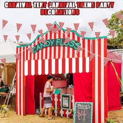 12 Pcs Carnival Circus Tent Party Decorations Red White Striped Hanging Banner w
