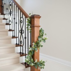 8 Pcs 5.9Ft Eucalyptus Garland, Artificial Eucalyptus Leaves with Flowers Faux