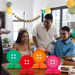 8 Pieces Button Birthday Party Honeycomb Centerpieces Colorful Red Black Blue…