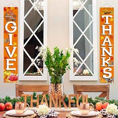 Happy Fall Thanksgiving Door Banner Outdoor Decor Harvest Porch Banners