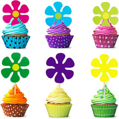 60 Pieces Flower Shaped Cutouts 60S 70S 80S Mini Retro Car Flower Cutouts for Hi