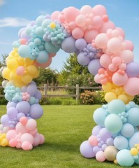 Ptgoluo 453Pcs Pastel Balloon Arch Kit 7 Macaron Assorted Colors Balloon
