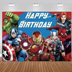 Avengers Superhero Spider-man Birthday Party Photo Background Banner Decorations