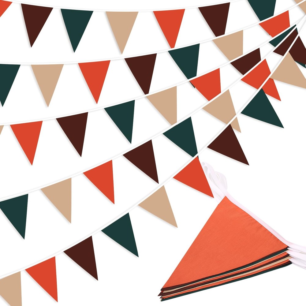 Orange Green Brown Pennant Banner Flag Triangle Bunting Garland Decorations f…