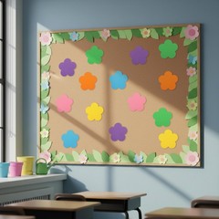 Large Foam Flower Cutouts Colorful Bulletin Board Decor Craft 6 Inch 48 PCS