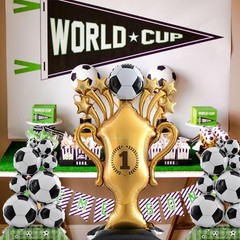 3PCS Soccer Party Decorations – Large Soccer & Trophy Foil Balloon Set, Sport…