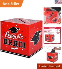 Modern Red Graduation Card Box – Lightweight, Foldable Party Essential for 2026