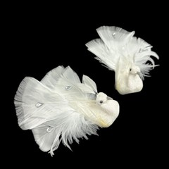 1 Set 4-1/2″L Artificial Peacock Bird Glitter Gems Foam Feather Floral Crafts