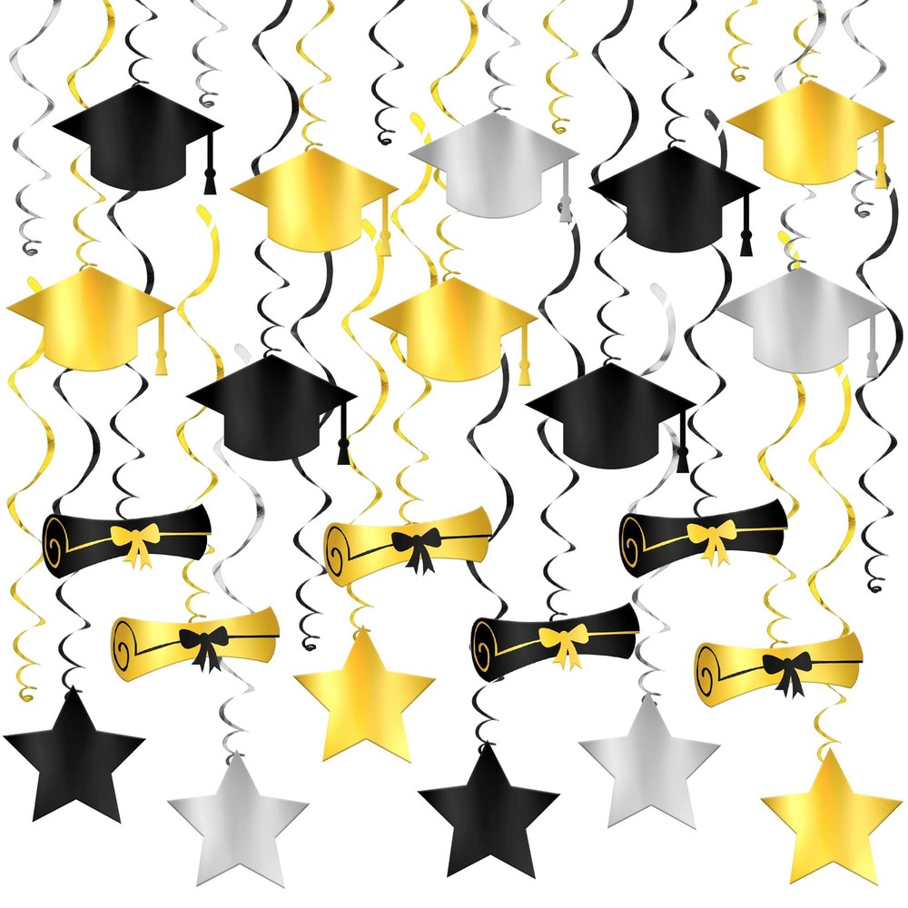KatchOn Hanging Graduation Decorations 2026 | Black and Gold Graduation Hangi…