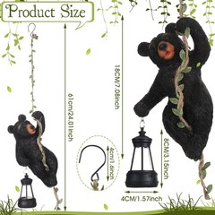 7 Inches Bear Statue Tree Hugger with Solar Light Resin Bear Statue Sign with…