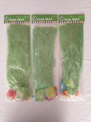 Green Artificial Grass Flowered Hula Skirts Hawaiian Luau Party 3 Pack